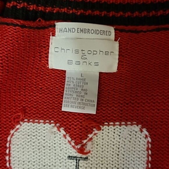 Christofer & Banks Vintage Nebraska Cornhusker Football Knit Cardigan Sweater L - Picture 5 of 5